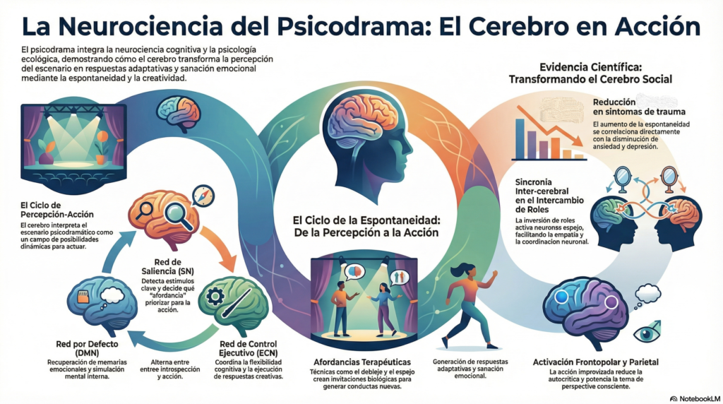 Es una descripción de las funciones de las neuronas espejo y en  la psicoterapia y psi codrama